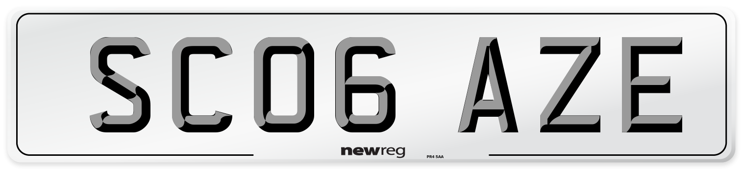 SC06 AZE Number Plate from New Reg